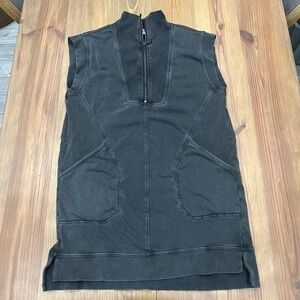 Entro Black Wash Sleeveless Quarter Zip Sweatshirt Dress M